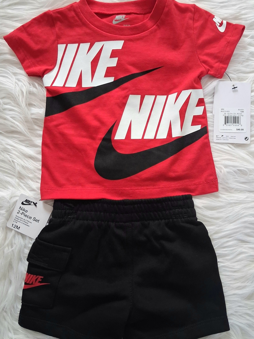 Nike 2 Piece Cargo Shorts &Shirt Set-Size 12M-NWT